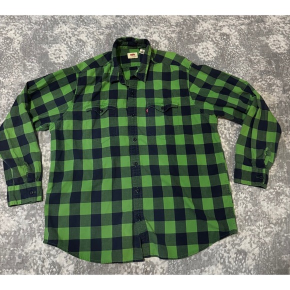 Levi's Other - Levi's Men's Plaid Long Sleeve Button Up Shirt Green Navy XL